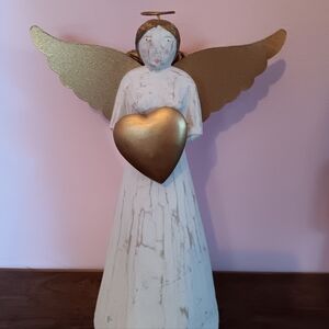 Pier 1 Gold Winged Angel Figurine with Heart